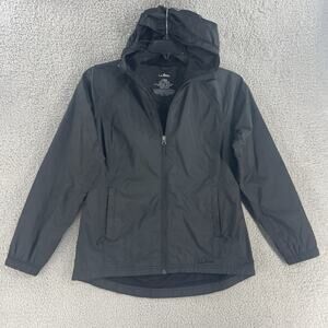 LL Bean Womens Windbreaker Jacket Sz S Nylon Ripstop Black Hooded Gorpcore